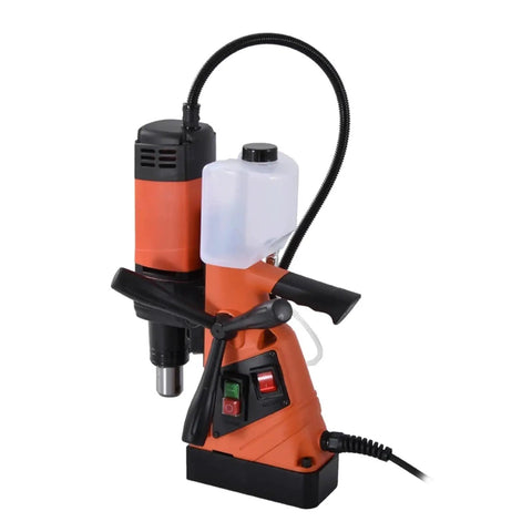 Ridiculously Strong And Built Like A Tank This Badass 1100W Magnetic Drill Press Provides Lightning Fast Auto Tapping Plus Smooth Stroke Adjustment For Daily Work, showcasing the portable drill with controls.