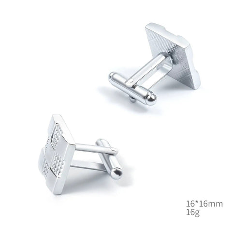 Silver Plated Tie Clip For Men And Women Clean Square Grid Design with polished finish, suitable for business suits.