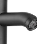 Maqulae Stainless Steel Basin Faucet, Black Tap with Bubbler (Tall) spout close-up showing bubbler design and matte black finish.