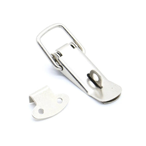 Spring Loaded Toggle Latch for Cabinets Sliding Doors Windows and Furniture Hardware Iron Construction Built Tough for Long Lasting Durability Fits 27x63mm Standard Size For Tight Close And Multi Purpose Furniture Fittings, silver latch and receiver component