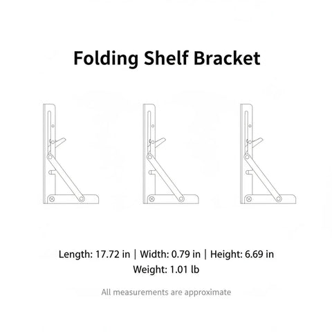 Diagram of stainless steel folding shelf bracket with dimensions. Wall Mount Drop Leaf Table Bracket Stainless Steel Folding Shelf Support.