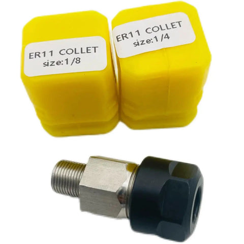 Collet Adapter For M12 Polisher Sander With ER11 Nut And One Eighth Inch And One Quarter Inch Collets M9x0.75 Threaded End For Quick Swaps
