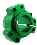 Lightweight Billet Rear Wheel Hub For Drift Trike And Go Kart 1-1/4 Inch Green Racing Drum Kit Shaved Aluminum design close-up view.