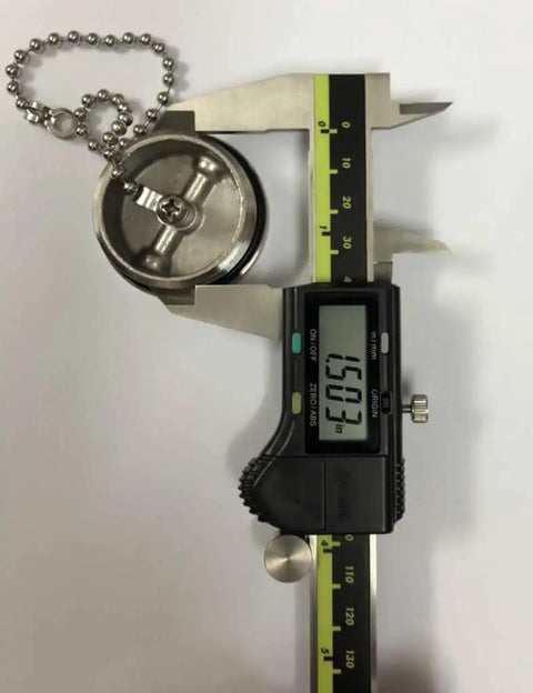 Stainless Steel Boat Deck Fill Cap With Chain 1.5 Inch Gas Cap Replacement 316 Grade Marine Filler Cap With Rubber Seal next to caliper