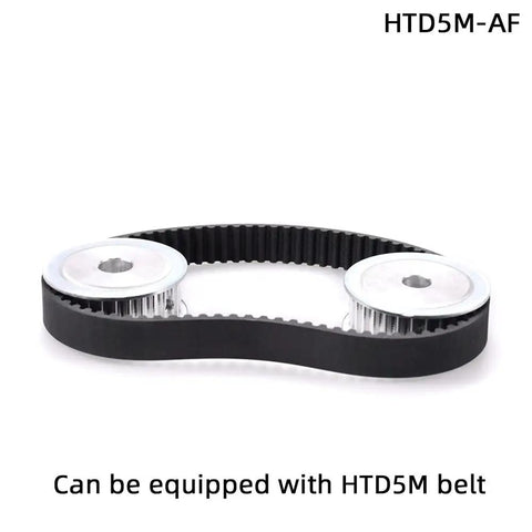 Rock Solid Htd5m Sixty Tooth Synchronous Timing Pulley With Af Keyway 15 Millimeter Face mounted with HTD5M belt.