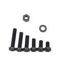 180 Piece Metric M6 Black Pa66 Nylon Phillips Pan Head Screw Assortment Kit With Hex Nuts And Flat Washers, various sizes.