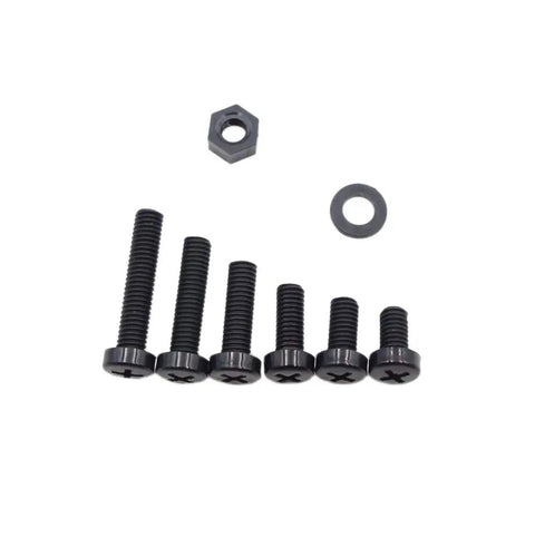 180 Piece Metric M6 Black Pa66 Nylon Phillips Pan Head Screw Assortment Kit With Hex Nuts And Flat Washers, various sizes.