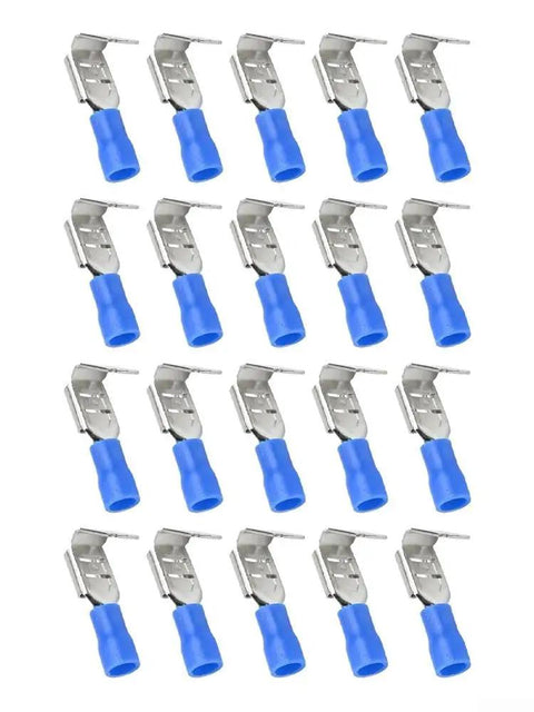 Super Cool Piggyback Spade Connectors For Quick 1 To 2 Wire Splits Easy Heat Shrink Terminals Waterproof Adhesive Line Fit 22 To 10 AWG Perfect For Cars Boats And Bikes No Solder Needed Reliable Electrical Repair Kit, blue insulated spade terminals