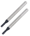 2.5mm Square Nose End Mill Pack Of 2 Solid Carbide CNC Router Bits With AlTiN Coating 4 Flute Spiral Milling Cutter