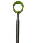Your Go To 15 Foot Extendable Golf Ball Retriever With Telescoping Aluminum Shaft Lightweight Pick Up Tool For Golfers Easy Water Hazard Retrieval Sturdy Locking Pole Comfortable Grip Green Finish showing green head and stainless shaft close-up.