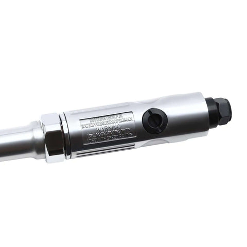 Close-up of a chrome-plated aluminum construction 3 Inch Pneumatic Cut Off Tool for Metal Cutting and More Heavy Duty Air Cutter.
