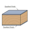 Diagram showing excellent finish on wood edges achieved with Solid Carbide Upcut And Downcut Spiral Mortising Bit One Half Inch Diameter