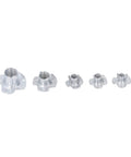 80 Piece T Nut Hardware Set for Wood and Metal, 4 Pronged Tee Nuts, Carbon Steel With White Zinc Plating, Five Sizes Including M4 and M5