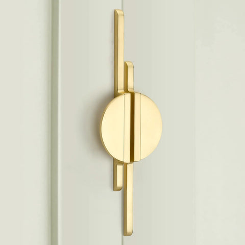Brushed Gold Half Moon Door Pulls And Knob Set Two Pack Center To Center Eleven And One Third Inches Overall Length Twelve And A Half Inches Zinc Alloy