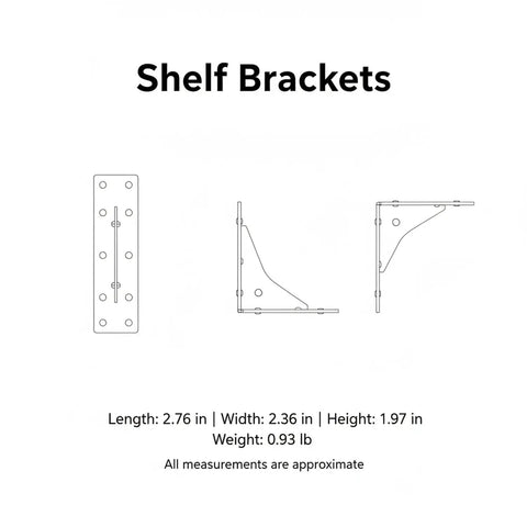 Heavy Duty Cold Rolled Steel L Bracket For Corner Reinforcement And Furniture Support, Shelf Bracket Built To Last, dimensions shown