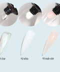 Poly Extension Gel Nail Kit With Slip Solution And Dual Builder Forms For A Home Mani, Includes Three 15ml Gels In Clear White Pink