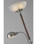 Lexington 71 Inch Two Light Floor Lamp in Walnut Finish With Up Lighting Alabaster Glass Dome Shade and Adjustable Reading Light