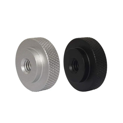 Two Pack 25mm Knurled Thumb Wheel Lock Nut Adapter With 1/4-20 Female Thread Aluminum Black Large Edge Grip For Camera Tripods