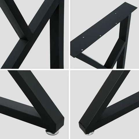 28 Inch K Shape Cast Iron Table Legs Set Of 2 In Black For Industrial Dining And Desk Use, Heavy Duty Support For Kitchen Tables, Desks, Or Coffee Tables With Floor Protectors And Quick Install