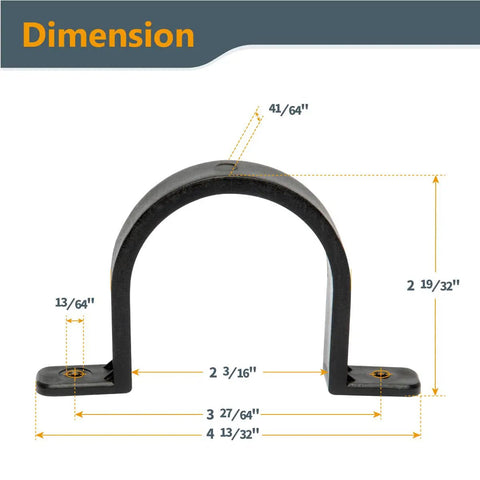 2-1/2 Inch Hose And Pipe Hangers 5 Pack Black For Wall Mounts Keep Dust And Vacuum Hoses Organized Durable ABS Plastic dimensions