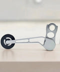 Rear Derailleur Chain Tensioner With 11T Pulley For Folding Bikes in silver aluminum, showcasing pulley and arm design.