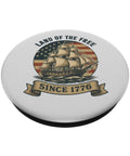 Patriotic Fourth Of July Sailboat Themed Adhesive PopGrip For Phones Land Of The Free Since 1776 Red White And Blue USA Pride