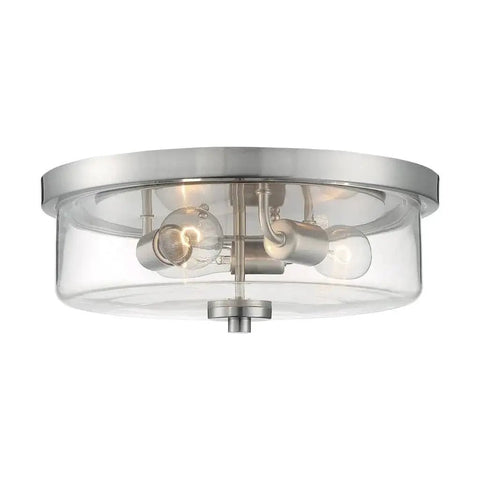 Sommerset 3 Light Flush Mount Fixture With Clear Glass Shade In Brushed Nickel Finish Modern Ceiling Lighting For Damp Locations
