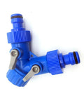Blue plastic 2 way water valve garden hose connector for G three quarter inch pipe fittings