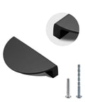 Close-up of Four Pack Half Moon Cabinet Pulls 2.5 Inch Semicircle Drawer Handles Black Solid Brass with mounting screws