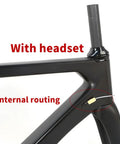 Close-up of Carbon Road Bike Frameset 700C With Internal Routing And Fork Ultra Light C Brake Frame showing internal cable routing.