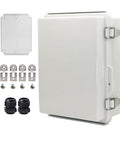 Rugged Outdoor Weatherproof IP67 Electrical Junction Box Enclosure, ABS Plastic Project Box with mounting plate and wall brackets