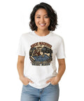 Vintage Mechanical Blueprint Tees Distressed Auto Diagram Gift Gearhead Shirts For Garage Makers And Car Enthusiasts Worn Precision Parts Art on woman in white shirt.