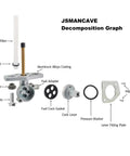Decomposition graph of Honda Fuel Valve Petcock Shutoff Fits Rancher TRX350 TRX400 TRX420 Foreman with parts labeled