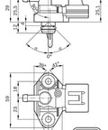 OEM Fuel Pressure Sensor Replacement For Ford And Lincoln Vehicles With Original Equipment Quality And Fast Response Plug And Play Design For E Series Vans Escape Expedition Explorer F Series Trucks Focus Fusion Mustang Mazda Mercury technical drawing with 4-pin connector