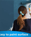 Woman painting a wall patch with roller, featuring Top Notch Drywall Access Panel With Insulated Wall Hole Cover Heavy Duty Plastic Repair Patch For Plumbing Electrical Conduits Pure White Quick Setup Tool Free Install Pro Favorite.