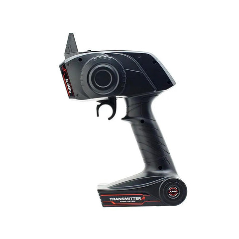 3 Channel 2.4G Anti-Jamming RC Transmitter with Receiver for RC Cars and Boats, ergonomic design side view