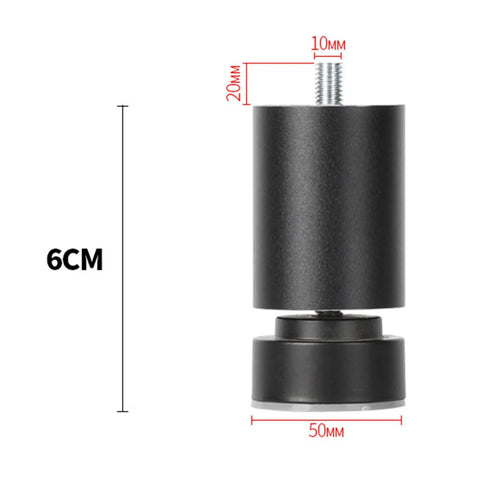 Beefy 4 Piece Black 6cm Furniture Support Legs With 10mm Screw Holes, Heavy Duty Aluminum Alloy Table Feet