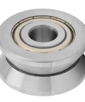 Top Shelf Heavy Duty V Groove Track Roller Sealed Ball Bearing Lv201zz, precision ground steel core bearing with dual seals.