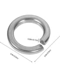 Stainless Steel Flat Washers And Spring Lock Gasket 200 Piece Set showing close-up of spring lock with dimensions