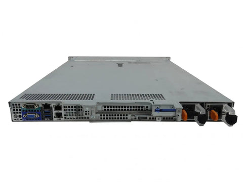 Rear view of Dual Intel Xeon Platinum 8256 R440 Rackserver with ports and storage bays in certified renewed condition.