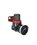 Air Regulator With Gauge For FRL Unit, Pro Grade, Heavy Duty, Adjustable 0.05 To 0.85 MPa, Black and Red Design
