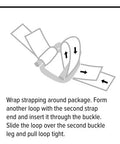 Metal buckle instructions for Portable One Half Inch Polypropylene Strapping Kit With Mini Coil Tool And Buckles, 3000 Ft Poly Strapping