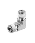 3/4 Inch Galvanized Steel Male Elbow Pipe Fitting With Ready To Use PTFE Thread Sealant For Toughest Jobsite Connections, side view