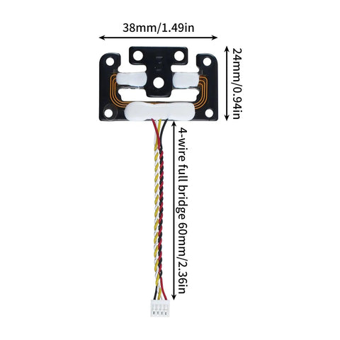 Auto Bed Leveling Sensor With Strain Gauge for Hi Series 3D Printer Replacement Bed Leveler, showing dimensions and cable.