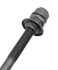 Rear Bicycle Hub Axle For Multi Speed Systems, 185mm 7.28in Length, Three Eighths Inch, Black Conical Lock Nut Washer Kit, Close-Up