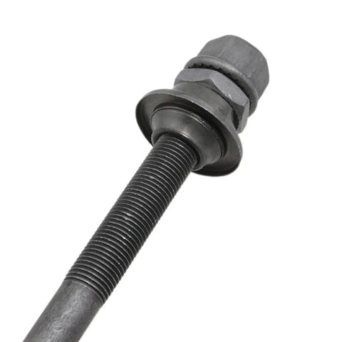 Rear Bicycle Hub Axle For Multi Speed Systems, 185mm 7.28in Length, Three Eighths Inch, Black Conical Lock Nut Washer Kit, Close-Up