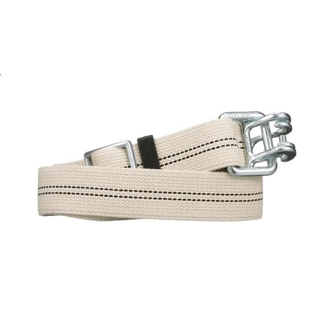 Heavy Duty Tool Belt With Mildew Resistant Cotton Polyester Webbing And A Forged Quick Release Buckle, shown coiled.