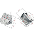 Two Pack Spring Loaded Stainless Steel Screen Door Hinges Built To Last Anti Rust Corrosion Resistant Durable Silver Hardware 69x61mm For Exterior And Interior Doors, showing one hinge flat and one spring-loaded.