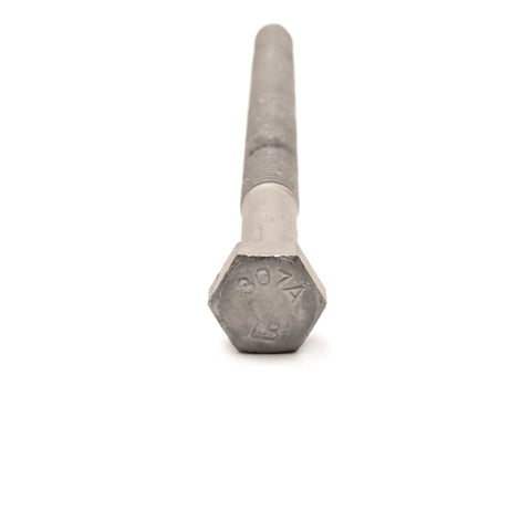 1/2-13 X 8 Exterior Galvanized Hex Bolt Kit With 25 Bolts, 50 Flat Washers, 25 Nuts, 25 Split Lock Washers, 6 Inches Of Thread, Commercial Grade 307A hex bolt close-up