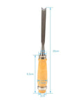 Pro Grade Wood Chisel Set 12 Piece with Carving Gouges - single chisel with beech wood handle, 20cm length, 2.5cm width